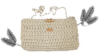 Pochette au crochet beige et doré